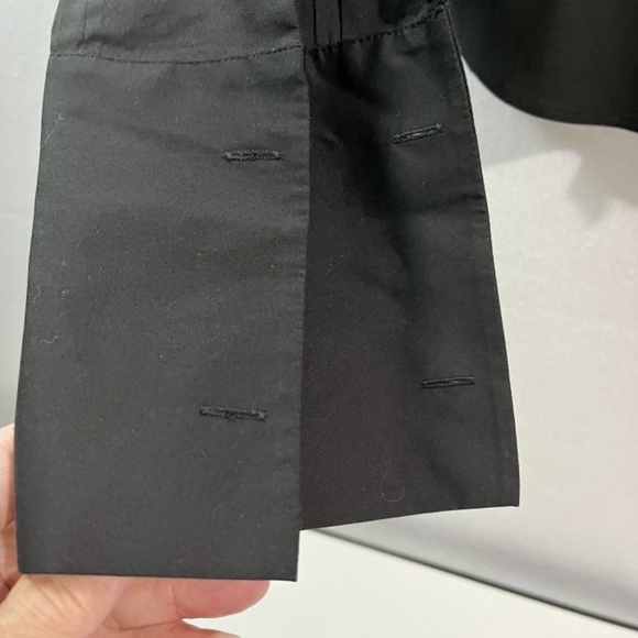 Theory Women's Small Fitted Black Blouse French Cuff Long Sleeve Cotton Blend - Picture 3 of 9